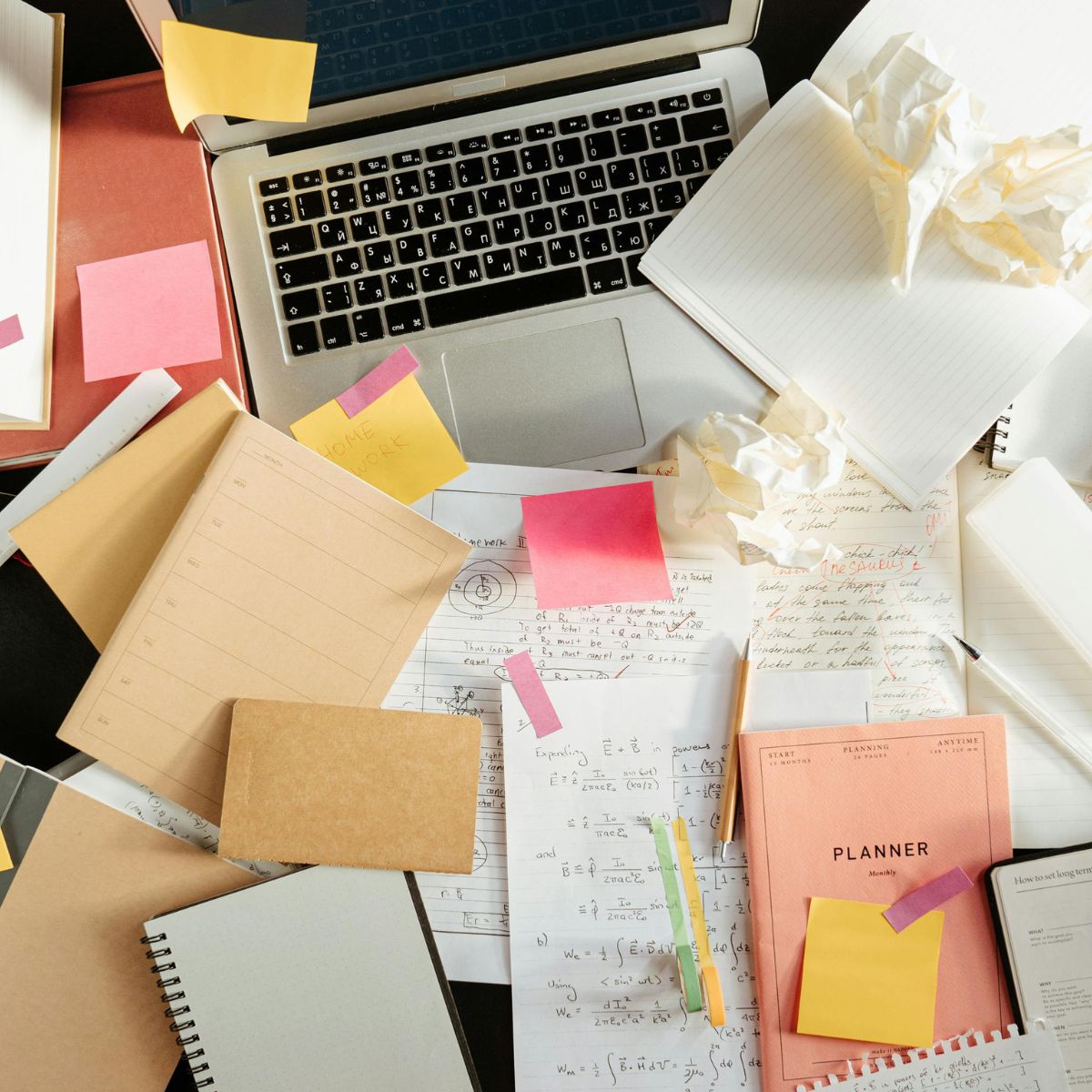 Messy handwritten notes and disorganized project updates for construction project management