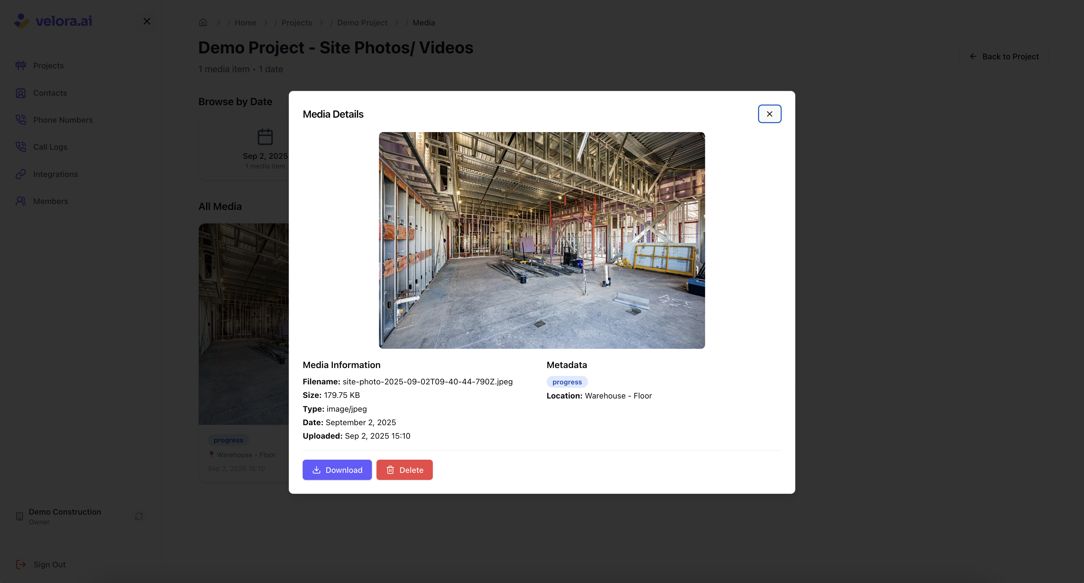 View Media Full Screen for Voice AI Construction Platform